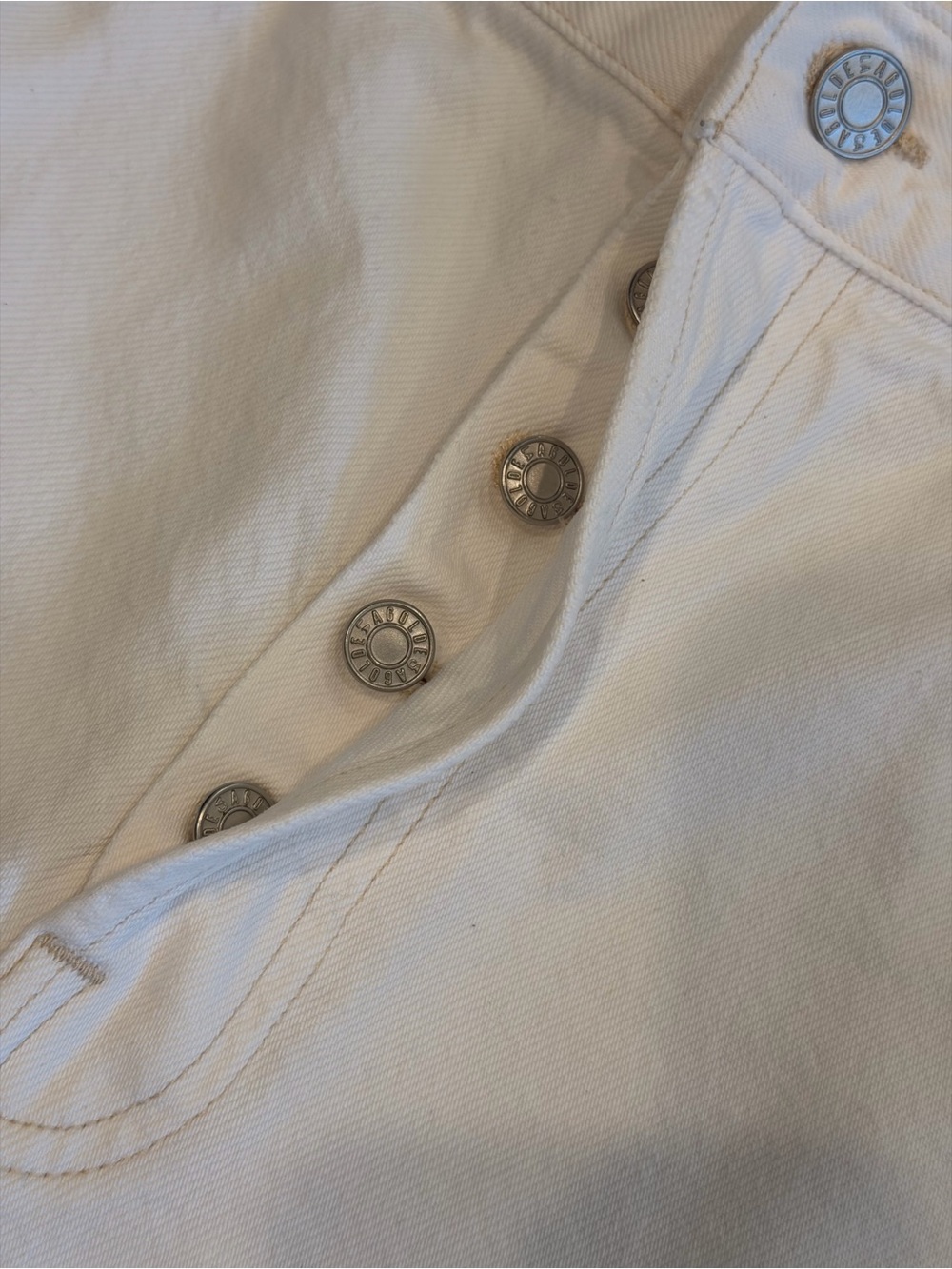 🤍 AGOLDE Parker Denim Shorts White High Rise Button Fly Distressed Size 31 - Picture 4 of 11